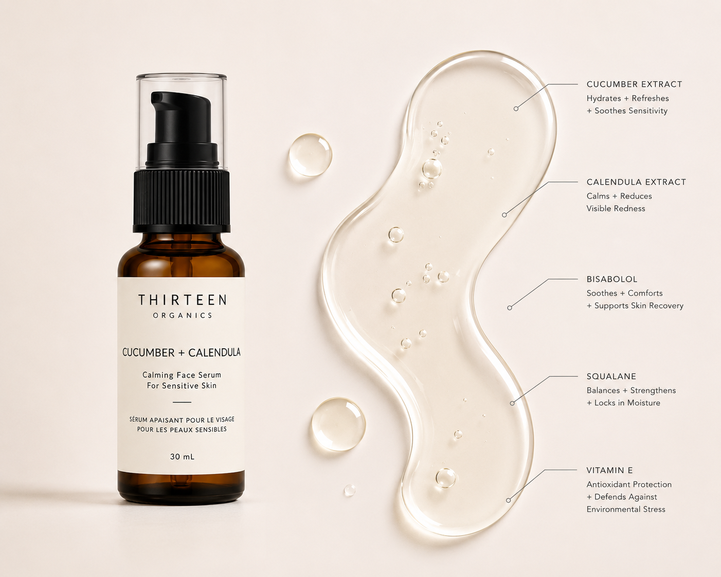 Cucumber + Calendula Calming Face Serum for Sensitive Skin