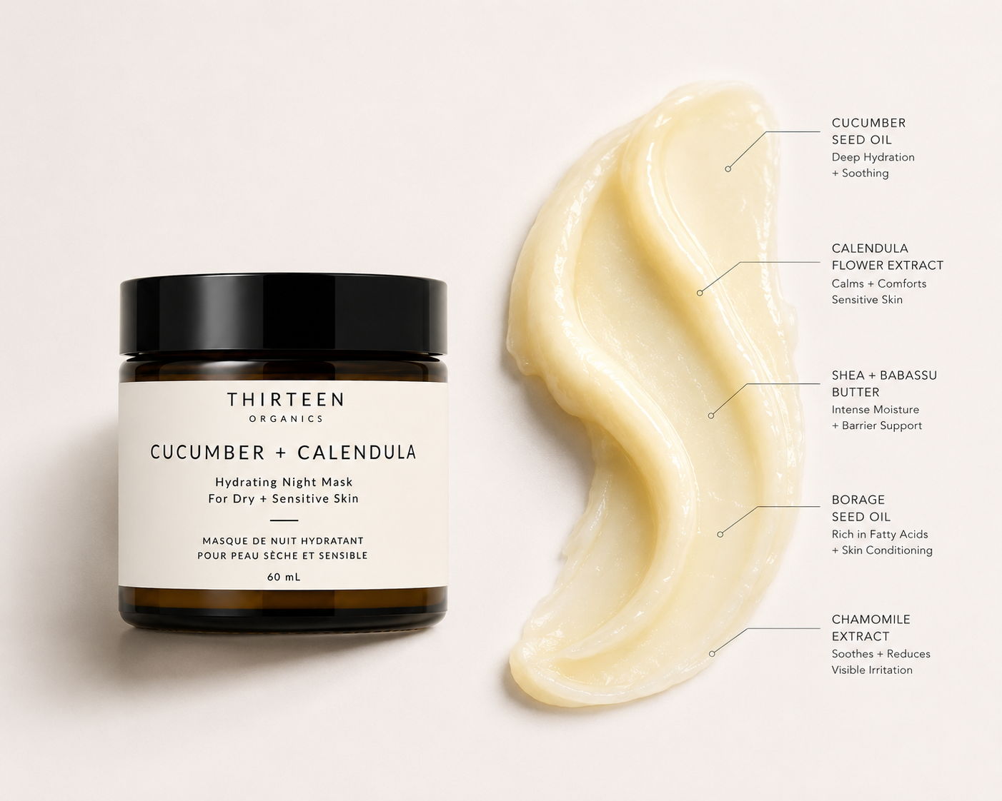 Cucumber + Calendula Hydrating Night Mask For Sensitive Skin