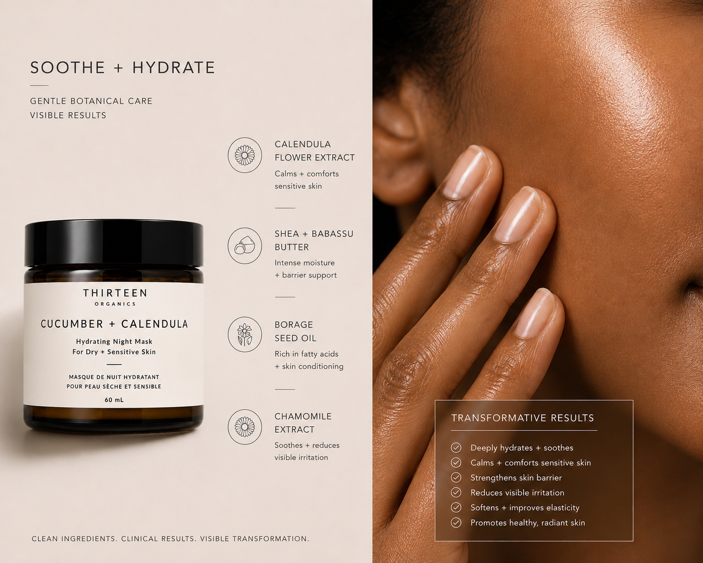 Cucumber + Calendula Hydrating Night Mask For Sensitive Skin